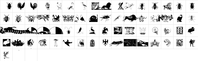 Zoology Regular  glyph index