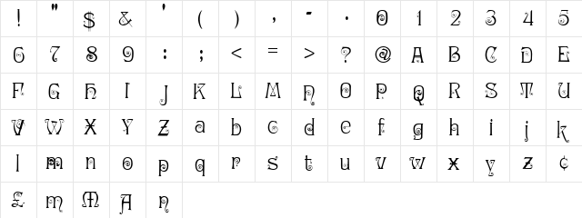 Ringo Regular  glyph index