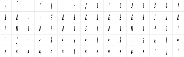 Americana Dreams Condensed Regular  glyph index