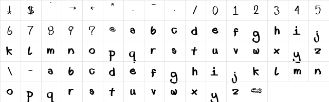 First font lower fat Regular  glyph index