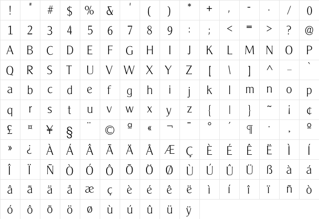 Cleaxg Xlight  glyph index