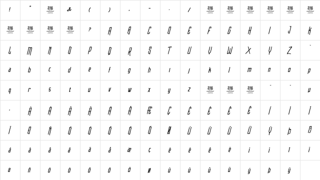 Raimoo Personal Use Regular  glyph index