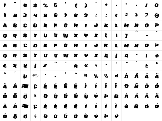 Jugger Rock Rotated 2 Regular  glyph index