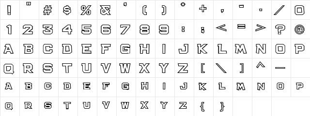 Bachelor Pad Outline JL Regular  glyph index