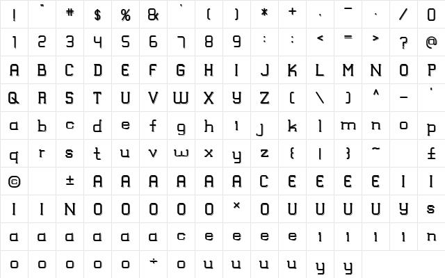 TRUMANS Shadow  glyph index