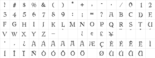 ErbarDeco DB Regular  glyph index