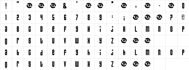 JeannieShrimpton Regular  glyph index