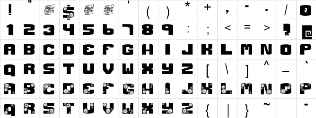 Arial Regular  glyph index