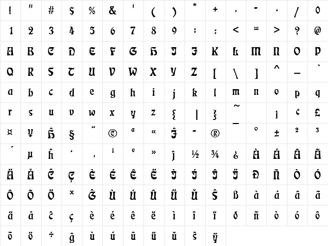 EckmannD Eo Regular  glyph index