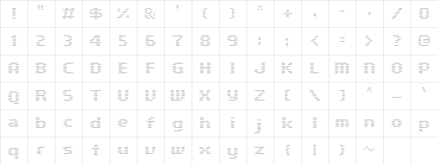 Cardew Four Light  glyph index