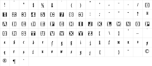Slosh1 Regular  glyph index