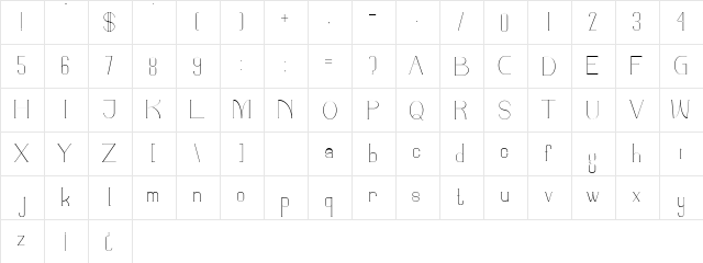 PARINOCK Regular  glyph index