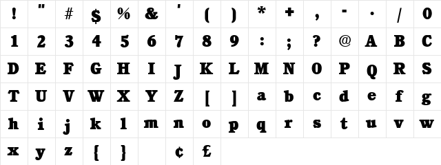 Chorea Display SSi Black  glyph index
