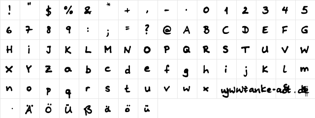 Riddleprint Regular  glyph index