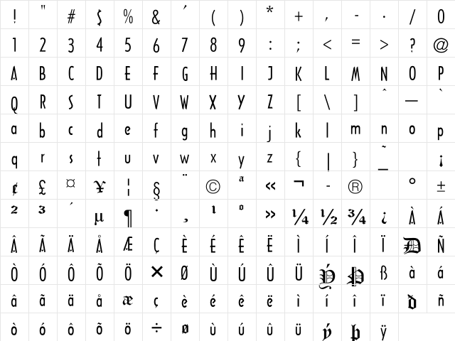 UKIJ Mejnuntal Regular  glyph index
