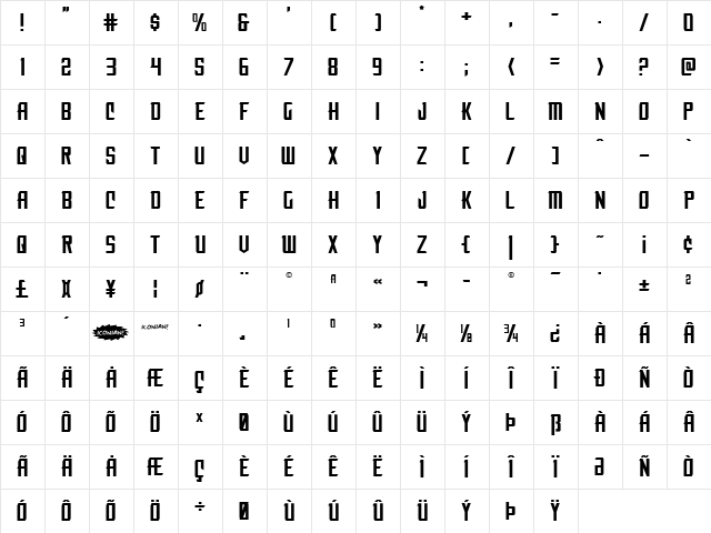 Nemesis Enforcer Expanded Expanded  glyph index
