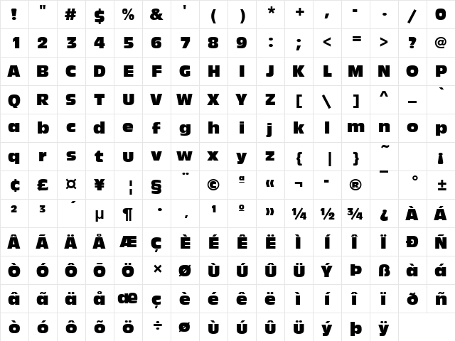 AntiqueOliTCom Regular  glyph index