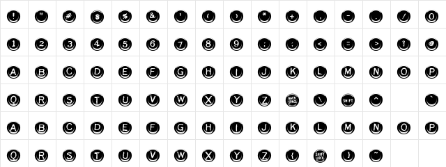 LD Type Keys Regular  glyph index