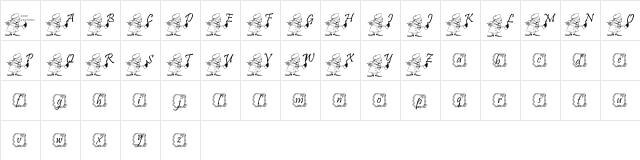 KGARTIST Regular  glyph index