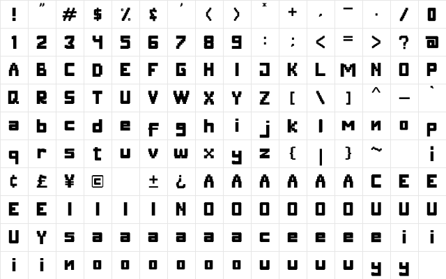 Digitizer Regular  glyph index