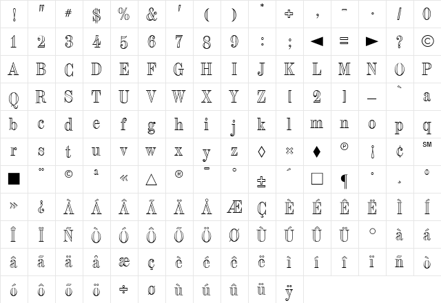 CgTorinoOpen Medium  glyph index