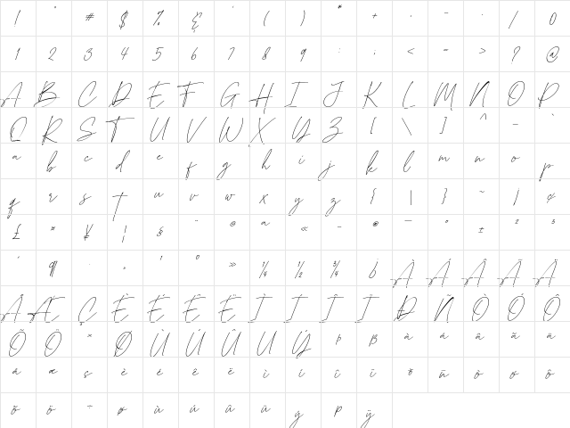 British Shorthair Regular  glyph index