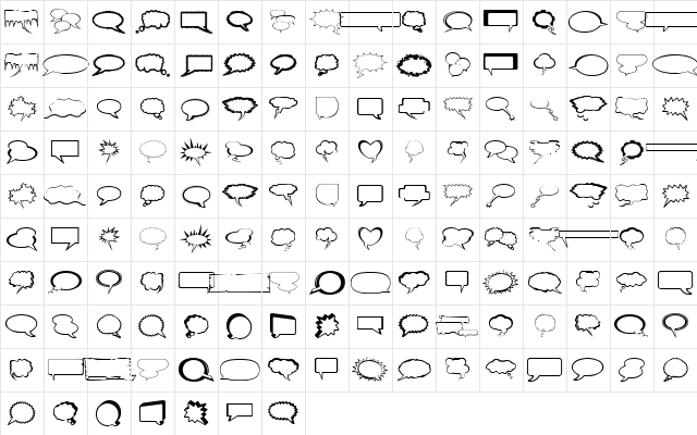 Talkies Regular  glyph index