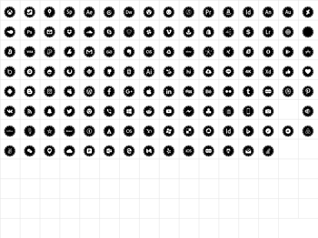 social icons Regular  glyph index