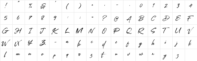 Antam Regular  glyph index