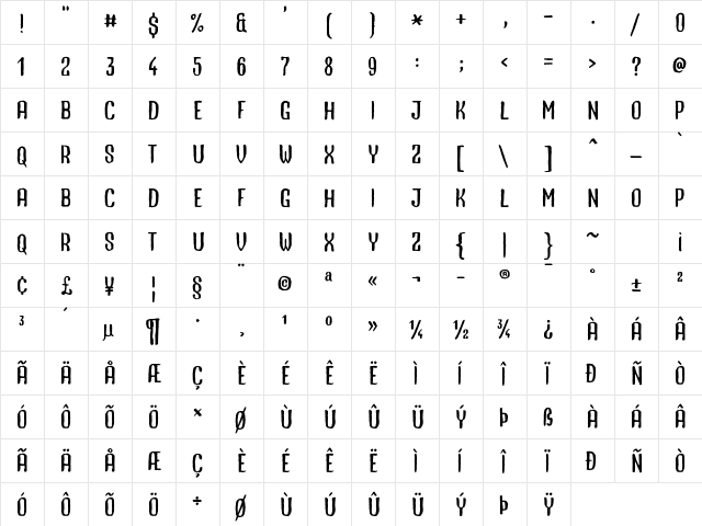 Whatacolour Solid Regular  glyph index