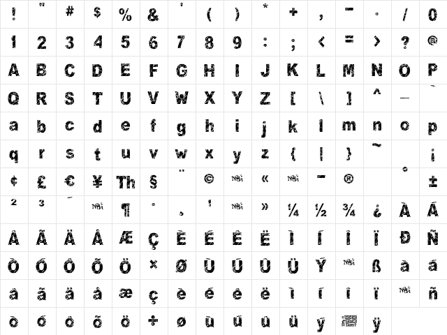 You Rook Marbelous Regular  glyph index