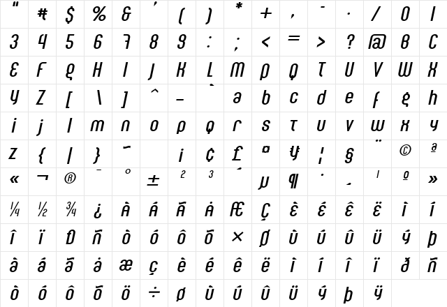 Phobos Regula  glyph index