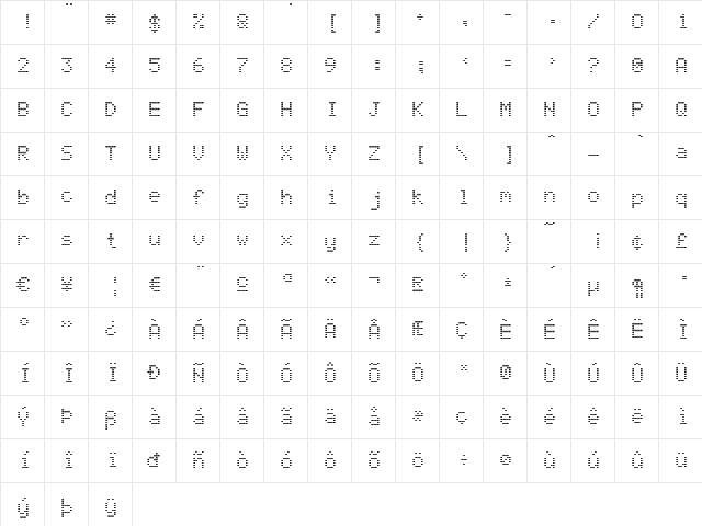 Access Regular  glyph index