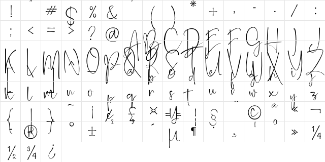 Belleson Regular  glyph index