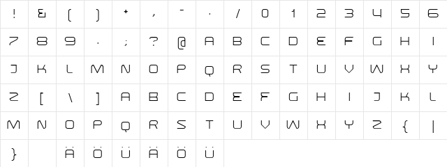 Swisz Thin  glyph index