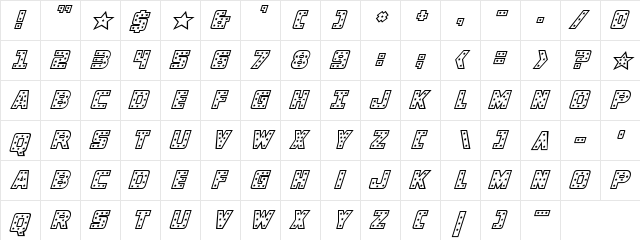 Knievel Italic Italic  glyph index