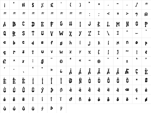 Spooky Hill Inline - Personal Regular  glyph index