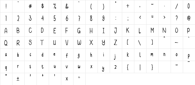 Two Thousand Miles Regular  glyph index