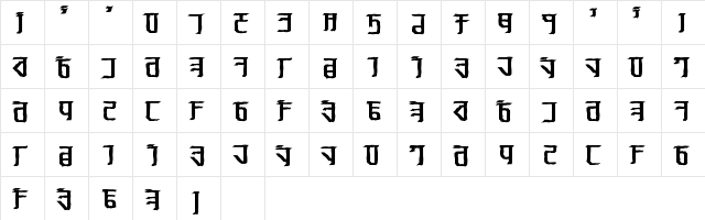 Exodite Distressed Bold  glyph index