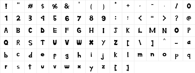 Lazy Bone Regular  glyph index