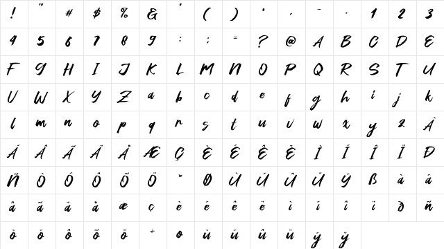 Green Fonte Regular  glyph index