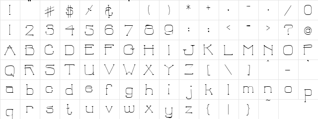 PC Americana Regular  glyph index