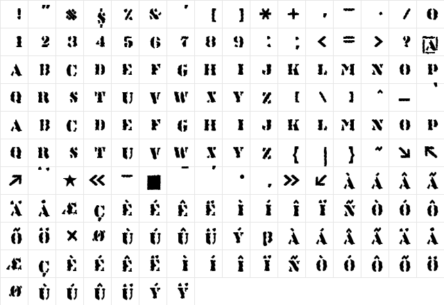 LTSjablony Medium  glyph index