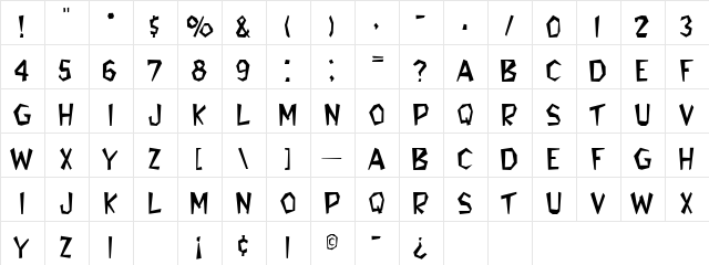 BELINDA Regular  glyph index