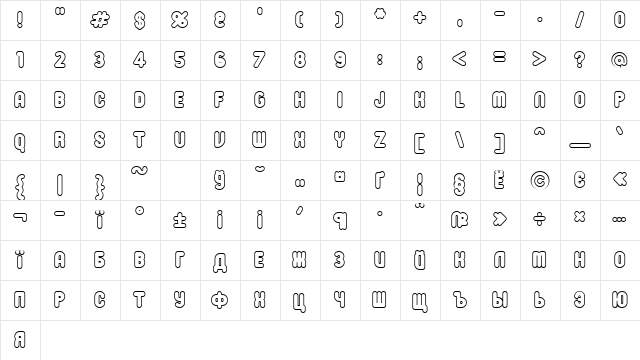RonInsetC Extra Bold  glyph index