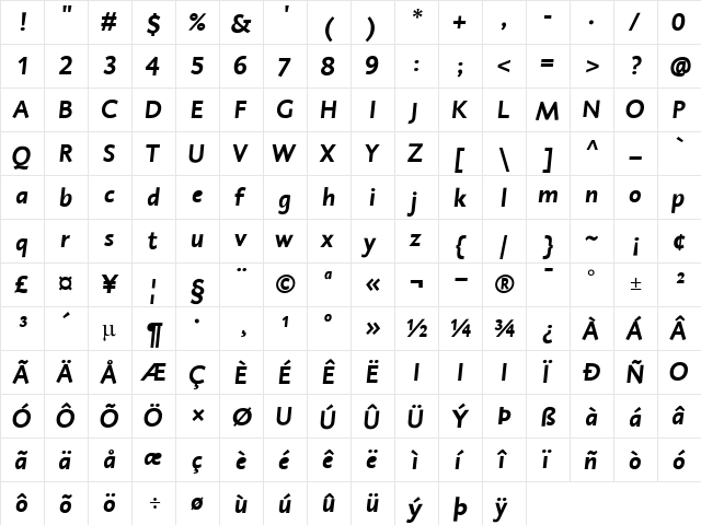 DTLCaspariT Regular  glyph index