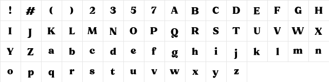Free - Notulen Serif Display XBd Regular  glyph index