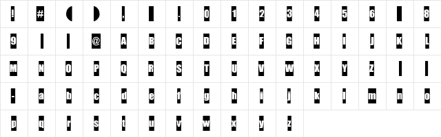 New Regular  glyph index