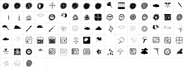 NowTheWeather Regular  glyph index