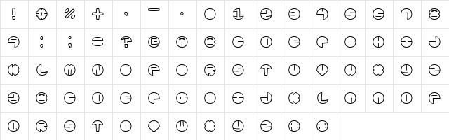 Zurklez Outline (BRK) Regular  glyph index